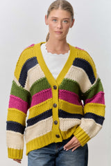 Mustard Multi Striped Knit Cardigan