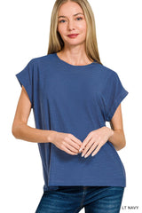 Heathered Cuffed Sleeve Tee