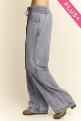 Curvy Charcoal Terry Barrel Pants