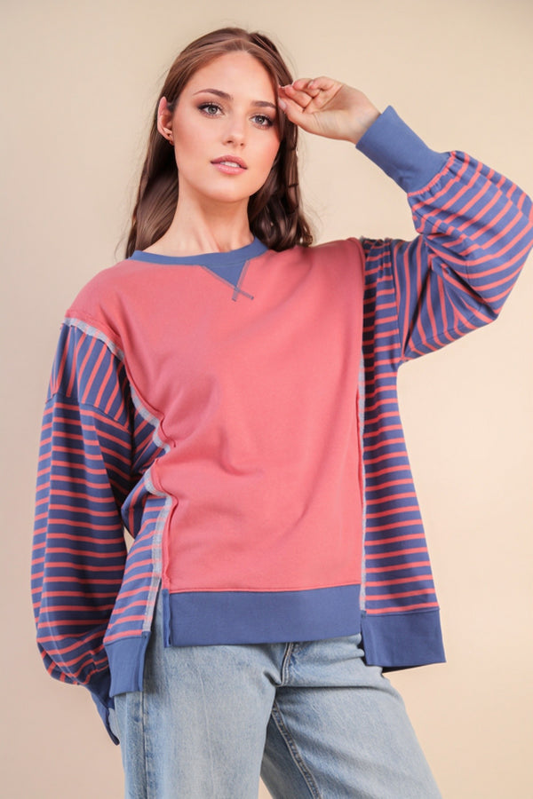 Oversized Striped Casual Crewneck