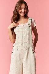 Curvy Polka Dot Denim Barrel Leg Overalls