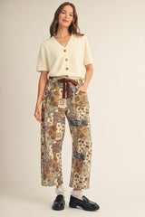 Flower Patchwork Print Barrell Pants