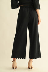 Black Scallop Edge Dress Pants