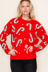 Candy Cane Long Sleeve Sweater