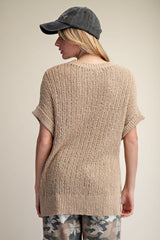Curvy Easel Half Sleeve Knitted Sweater