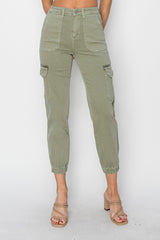 Simmon's High Rise Olive Denim Cargo Joggers