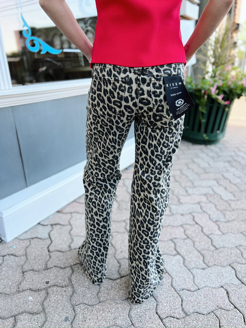 Nala Leopard Print Wide Leg Jeans
