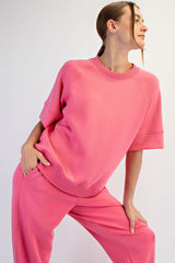 Pink Modal Rib Detail Top