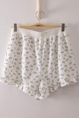 Ivory and Blue Floral and Bow Short Set