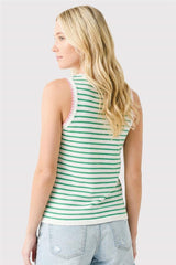 Green Striped Knit Tank