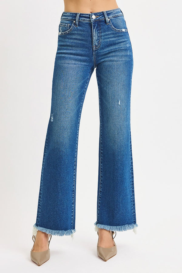Sabrina's TC Mid Rise Straight Leg Raw Hem Jeans