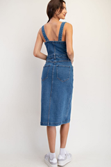 Button Down Denim Midi Dress
