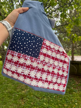 Red Gingham and Lace Flag On Blue Tee