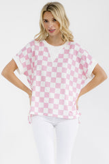 Checkered Short Sleeve Top