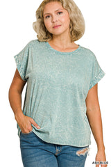 Curvy Crinkle Washed Round Neck Tee