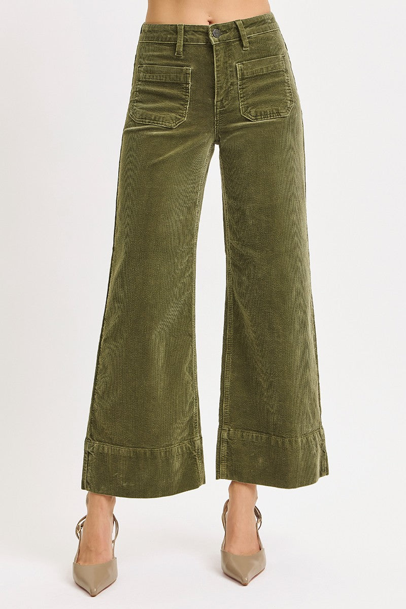 Frankie's Olive High Rise Corduroy Crop Pants