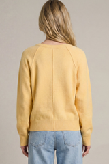 Yellow Dolman Sleeve Half Button Sweater