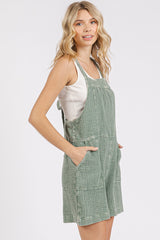 Green Mineral Wash Romper W/ Adjustable Straps