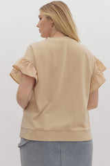 Curvy Cream 3D Bow Cap Sleeve Top