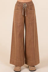 Cocoa Cotton Twill Wide Leg Pant