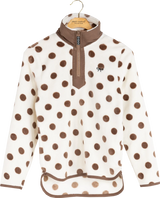 Cream and Brown Polka Dot Fleece Pullover