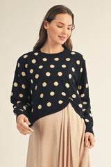 Black Long Sleeve Knot Accent Sweater