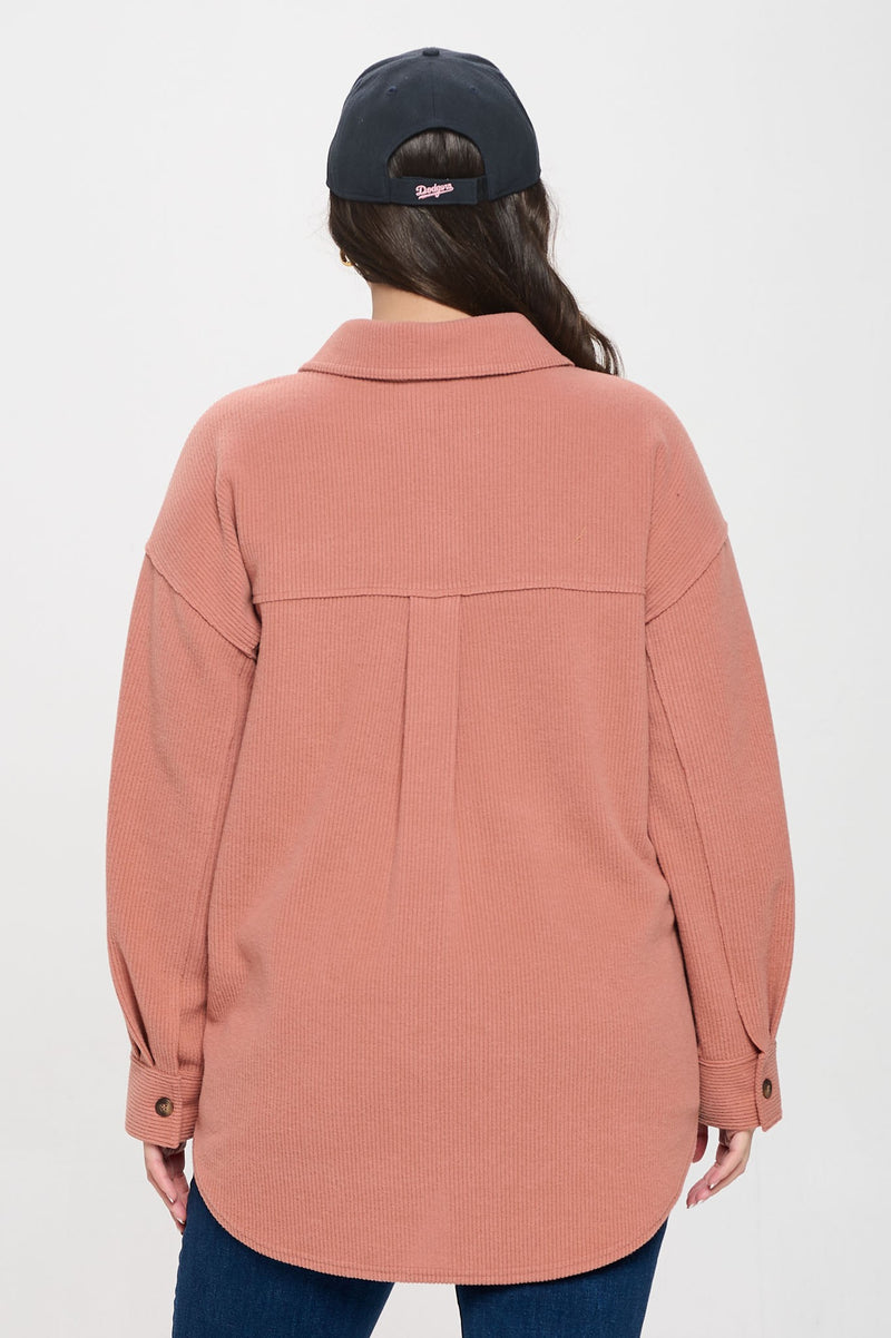 Curvy Soft Ribbed Hi-Low Shacket