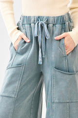 Misty Blue Knit Wide Leg Pant