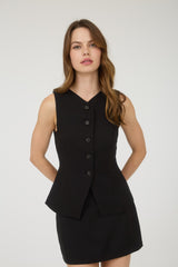 Split Front Button Down Vest