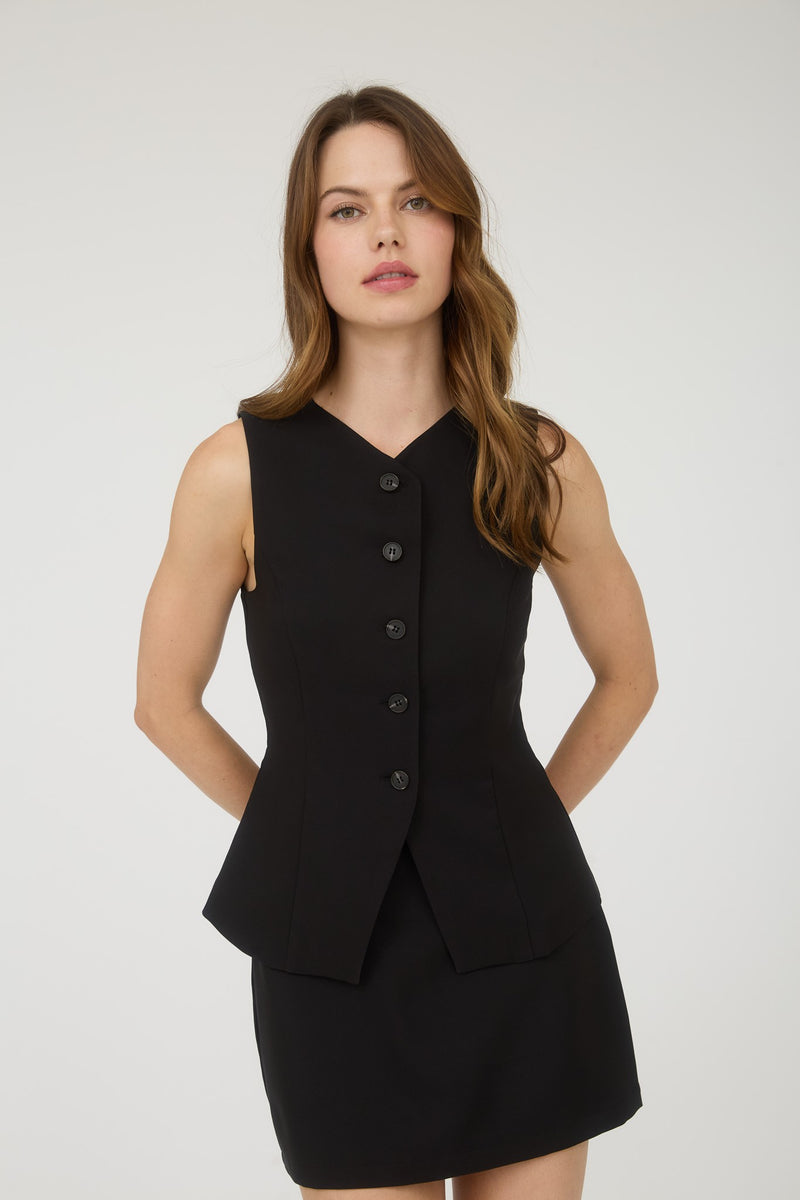 Split Front Button Down Vest
