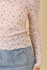 Floral Printed Flower Knit Top