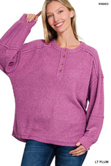 Exposed Seam Henley Sweater
