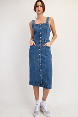 Button Down Denim Midi Dress