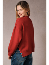 Red Side Slit Detail Peace and Joy Sweater