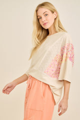 Beige Eyelet and Floral Top