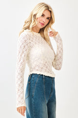 Ivory Soft Lace Long Sleeve Top