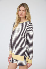 Charcoal Striped Boxy Knit Top