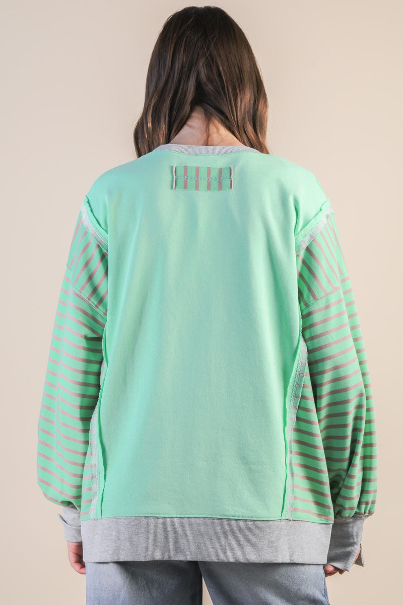 Oversized Striped Casual Crewneck