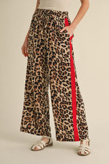 Leopard Pants with Red Striped Side