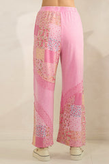 Pink Mineral Wash Floral and Lace Pants