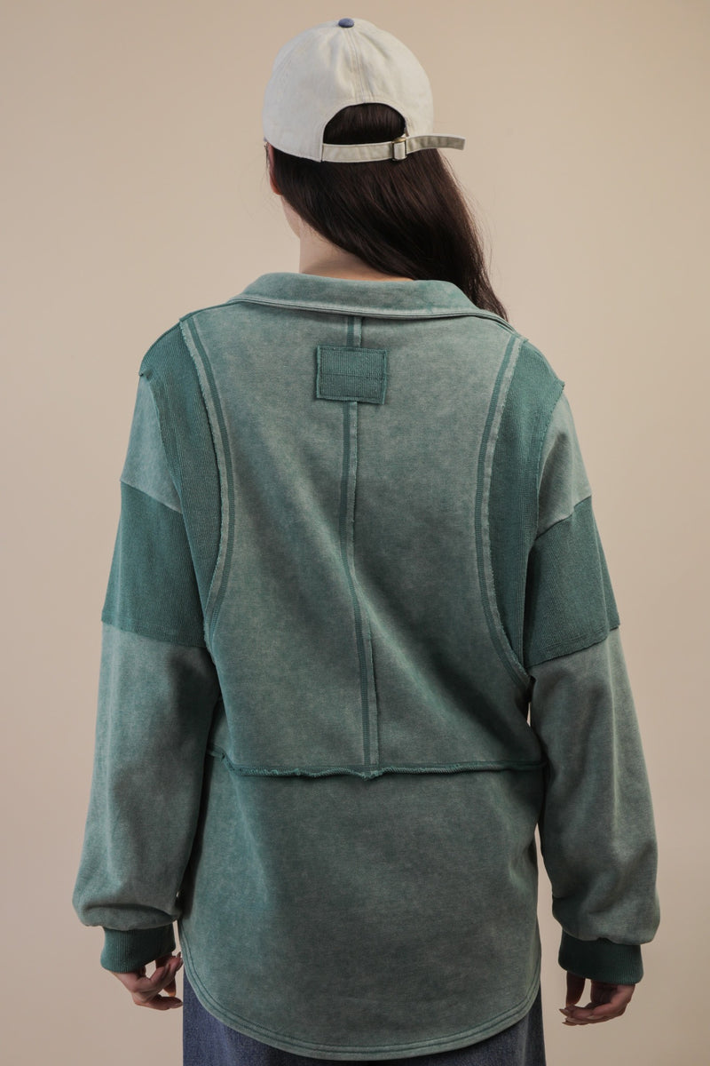 Curvy Exposed Seam Mineral Wash Sweatshirt