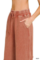 Premium French Terry Washed Exposed Seam Flare Pants