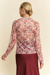 Curvy Pink Floral Lace Layering Top