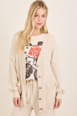 Beige Melange Sweater Cardigan