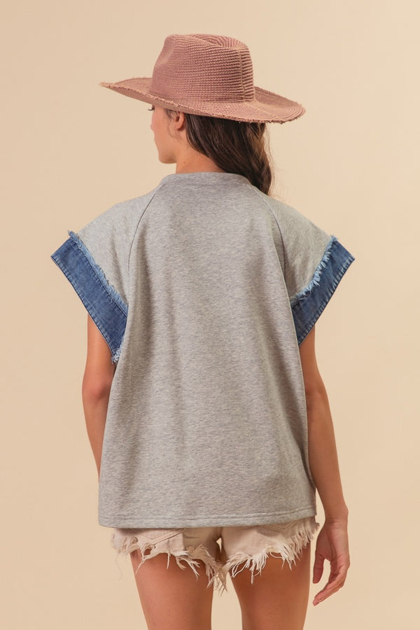 Gray with Denim Star Top