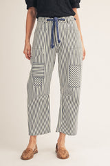 Cotton Drawstring Waist Barrel Pants