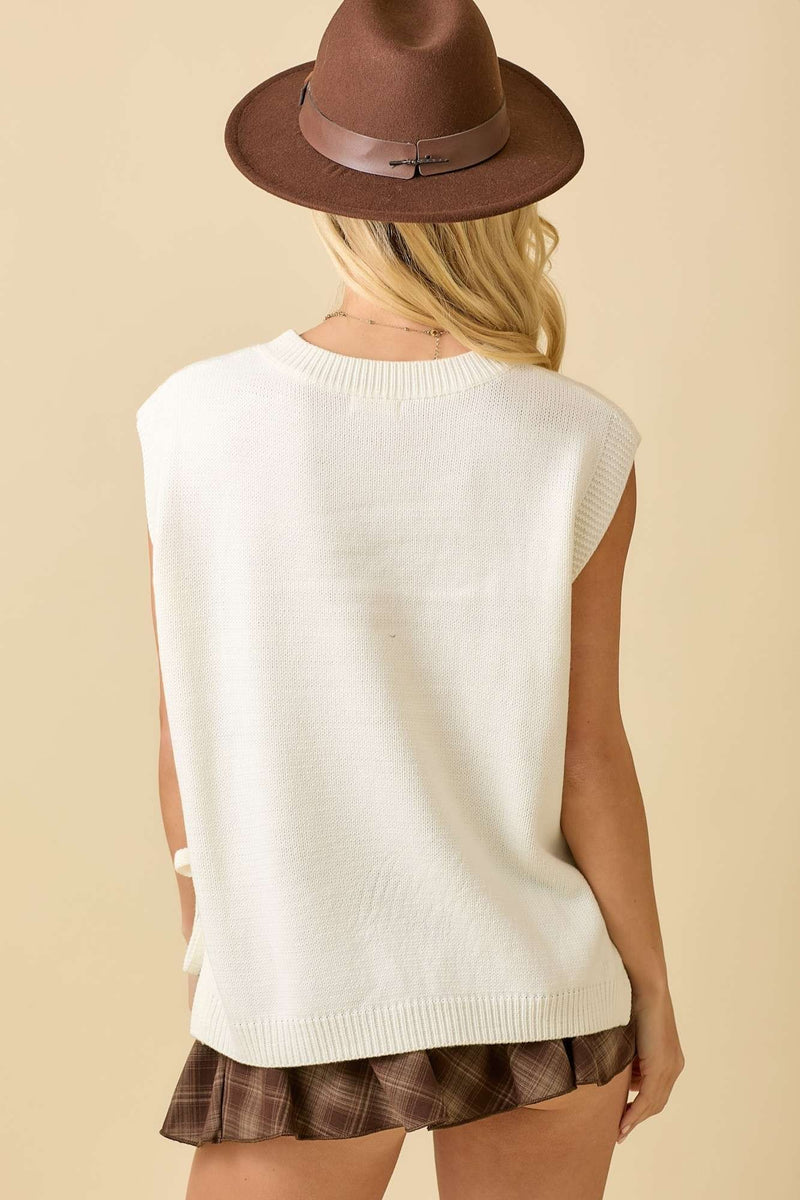 Western Horse Oversized Sleeveless Sweater Knit Top