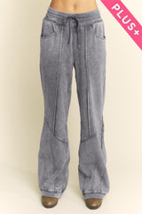 Curvy Charcoal Terry Barrel Pants
