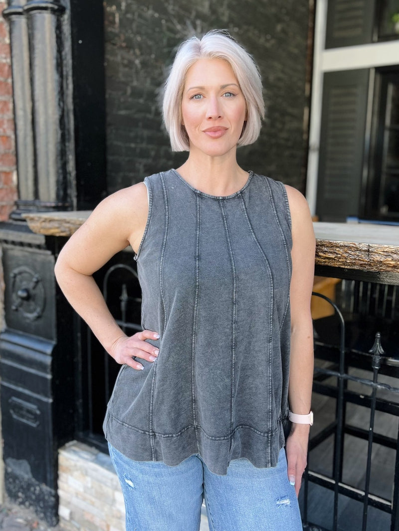 Poly Sleeveless Textured Top