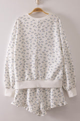 Ivory and Blue Floral and Bow Short Set